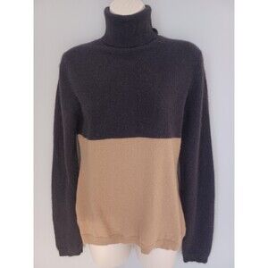 Cashmere Turtleneck Womens M Black Beige
